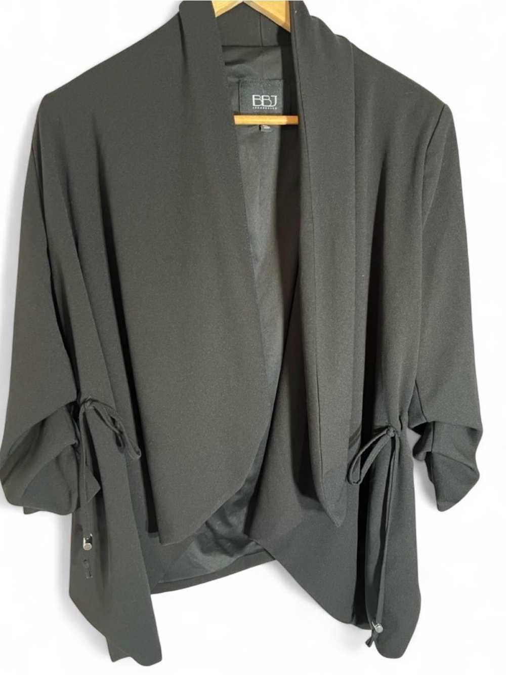 BBJ Black Open-Front Shawl Collar Blazer